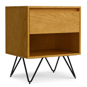 HomeRoots 24" Oak Solid Wood Nightstand with Two Drawers – Timeless Mid-Century Design for Every Room 640743
