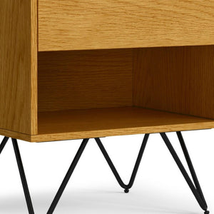 HomeRoots 24" Oak Solid Wood Nightstand with Two Drawers – Timeless Mid-Century Design for Every Room 640743
