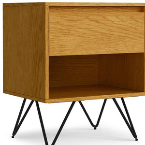 HomeRoots 24" Oak Solid Wood Nightstand with Two Drawers – Timeless Mid-Century Design for Every Room 640743