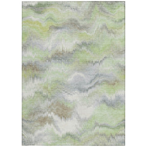 HomeRoots 5' Stylish Artichoke Green and Ivory Abstract Washable Rug for Indoor/Outdoor Versatile Decor 640745