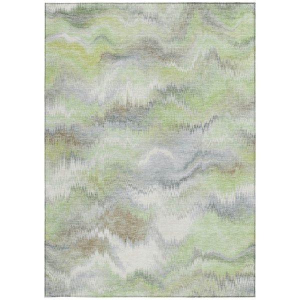 HomeRoots 5' Stylish Artichoke Green and Ivory Abstract Washable Rug for Indoor/Outdoor Versatile Decor 640745