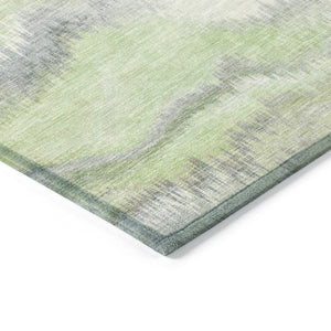 HomeRoots 5' Stylish Artichoke Green and Ivory Abstract Washable Rug for Indoor/Outdoor Versatile Decor 640745