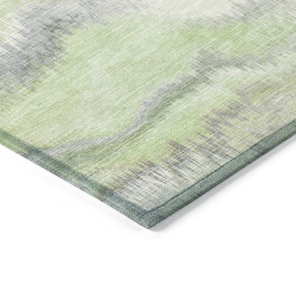 HomeRoots 5' Stylish Artichoke Green and Ivory Abstract Washable Rug for Indoor/Outdoor Versatile Decor 640745