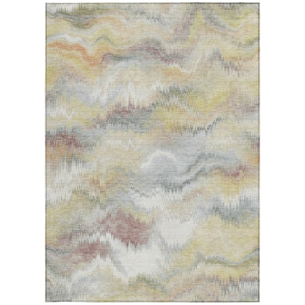 HomeRoots 5' X 8' Beige and Ivory Abstract Area Rug - Stylish, Durable, Washable for Indoor & Outdoor Use! 640751