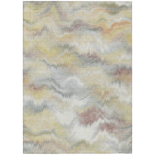 HomeRoots 5' X 8' Beige and Ivory Abstract Area Rug - Stylish, Durable, Washable for Indoor & Outdoor Use! 640751
