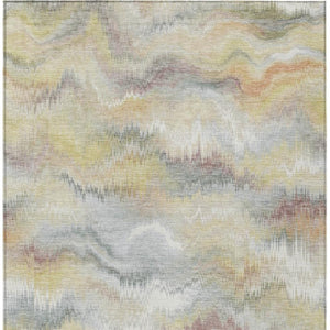 HomeRoots 5' X 8' Beige and Ivory Abstract Area Rug - Stylish, Durable, Washable for Indoor & Outdoor Use! 640751