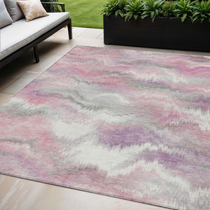 HomeRoots 5' X 8' Blush and Ivory Abstract Area Rug - Stylish, Washable, Indoor/Outdoor, Durable for All Spaces 640757