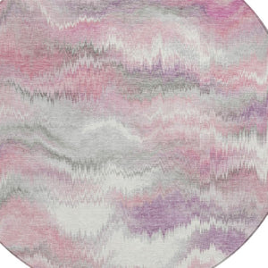 HomeRoots 8' Blush and Ivory Round Abstract Washable Rug – Stylish, Durable for Indoor/Outdoor Spaces! 640758