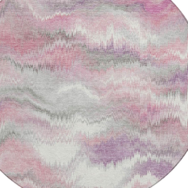 HomeRoots 8' Blush and Ivory Round Abstract Washable Rug – Stylish, Durable for Indoor/Outdoor Spaces! 640758