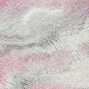 HomeRoots 8' Blush and Ivory Round Abstract Washable Rug – Stylish, Durable for Indoor/Outdoor Spaces! 640758