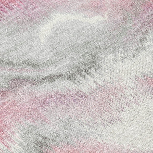 HomeRoots 8' Blush and Ivory Round Abstract Washable Rug – Stylish, Durable for Indoor/Outdoor Spaces! 640758