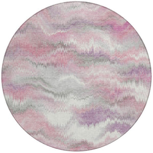 HomeRoots 8' Blush and Ivory Round Abstract Washable Rug – Stylish, Durable for Indoor/Outdoor Spaces! 640758