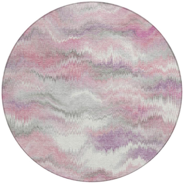 HomeRoots 8' Blush and Ivory Round Abstract Washable Rug – Stylish, Durable for Indoor/Outdoor Spaces! 640758