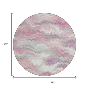 HomeRoots 8' Blush and Ivory Round Abstract Washable Rug – Stylish, Durable for Indoor/Outdoor Spaces! 640758