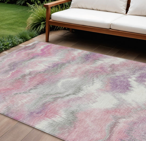HomeRoots 8' X 10' Stylish Blush and Ivory Abstract Area Rug - Washable, Durable for Indoor & Outdoor Use! 640759