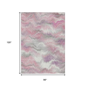 HomeRoots 8' X 10' Stylish Blush and Ivory Abstract Area Rug - Washable, Durable for Indoor & Outdoor Use! 640759