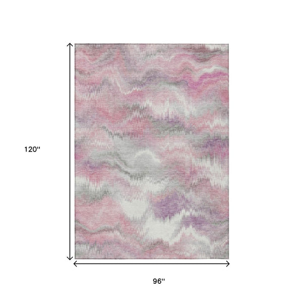 HomeRoots 8' X 10' Stylish Blush and Ivory Abstract Area Rug - Washable, Durable for Indoor & Outdoor Use! 640759