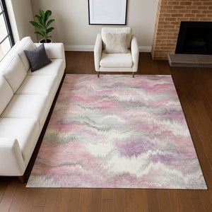 HomeRoots 8' X 10' Stylish Blush and Ivory Abstract Area Rug - Washable, Durable for Indoor & Outdoor Use! 640759