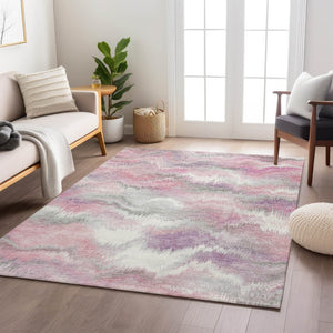 HomeRoots 8' X 10' Stylish Blush and Ivory Abstract Area Rug - Washable, Durable for Indoor & Outdoor Use! 640759