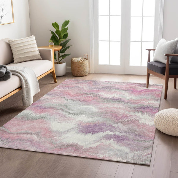 HomeRoots 8' X 10' Stylish Blush and Ivory Abstract Area Rug - Washable, Durable for Indoor & Outdoor Use! 640759
