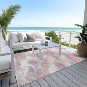 HomeRoots 8' X 10' Stylish Blush and Ivory Abstract Area Rug - Washable, Durable for Indoor & Outdoor Use! 640759