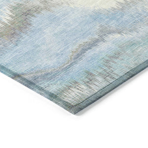 HomeRoots 5' X 8' Denim Blue & Ivory Abstract Washable Area Rug - Stylish, Durable, Versatile for Indoor/Outdoor Use 640763