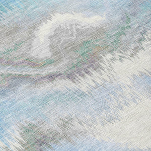 HomeRoots 8' X 10' Denim Blue Abstract Indoor Outdoor Rug - Stylish, Durable, Washable & Perfect for High Traffic Areas 640765