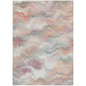 HomeRoots 5' X 8' Peach and Ivory Abstract Area Rug – Stylish, Washable, Durable for Indoor & Outdoor Spaces! 640769
