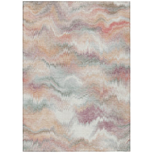 HomeRoots 8' X 10' Peach and Ivory Abstract Area Rug - Stylish, Washable, Indoor/Outdoor, Durable & Easy Care! 640771