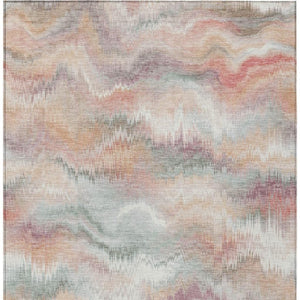 HomeRoots 9' X 12' Abstract Peach and Ivory Area Rug – Stylish, Washable, Durable for Indoor & Outdoor Spaces 640772