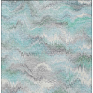 HomeRoots 5' X 8' Teal Blue Abstract Indoor/Outdoor Area Rug - Stylish, Washable, and Stain-Resistant Design! 640775