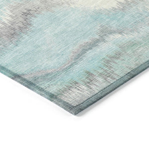 HomeRoots 5' X 8' Teal Blue Abstract Indoor/Outdoor Area Rug - Stylish, Washable, and Stain-Resistant Design! 640775