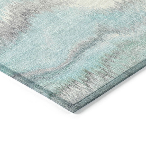 HomeRoots 5' X 8' Teal Blue Abstract Indoor/Outdoor Area Rug - Stylish, Washable, and Stain-Resistant Design! 640775