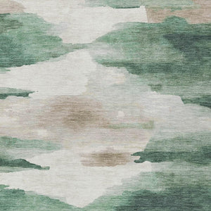 HomeRoots 8' X 10' Versatile Green and Ivory Abstract Washable Area Rug for Indoor and Outdoor Spaces 640789
