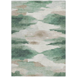 HomeRoots 8' X 10' Versatile Green and Ivory Abstract Washable Area Rug for Indoor and Outdoor Spaces 640789