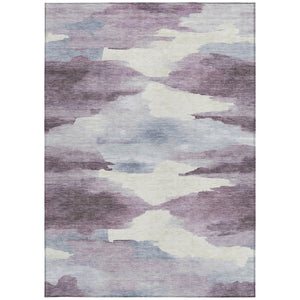 HomeRoots 5' X 8' Plum and Ivory Abstract Area Rug - Stylish, Washable Indoor/Outdoor Design for Modern Spaces 640793