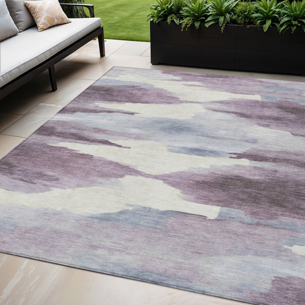 HomeRoots 5' X 8' Plum and Ivory Abstract Area Rug - Stylish, Washable Indoor/Outdoor Design for Modern Spaces 640793