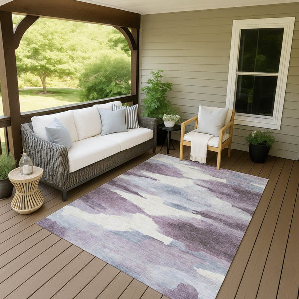 HomeRoots 5' X 8' Plum and Ivory Abstract Area Rug - Stylish, Washable Indoor/Outdoor Design for Modern Spaces 640793