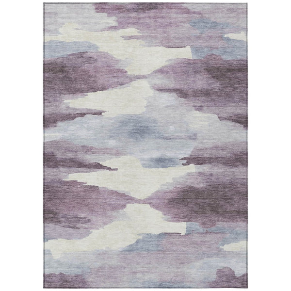 HomeRoots 5' X 8' Plum and Ivory Abstract Area Rug - Stylish, Washable Indoor/Outdoor Design for Modern Spaces 640793