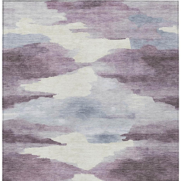 HomeRoots 5' X 8' Plum and Ivory Abstract Area Rug - Stylish, Washable Indoor/Outdoor Design for Modern Spaces 640793