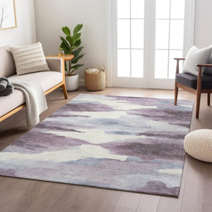 HomeRoots 5' X 8' Plum and Ivory Abstract Area Rug - Stylish, Washable Indoor/Outdoor Design for Modern Spaces 640793