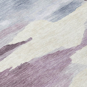 HomeRoots 8' Plum and Ivory Abstract Round Indoor Outdoor Area Rug - Stylish, Durable, Easy-Care Design for All Spaces 640794