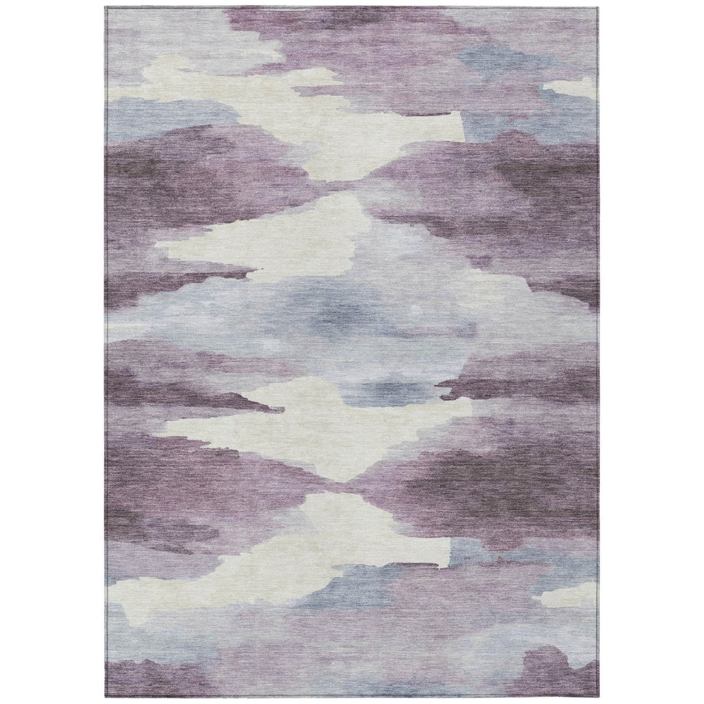 HomeRoots 8' X 10' Stylish Plum & Ivory Abstract Washable Area Rug – Durable for Indoor/Outdoor Use! 640795