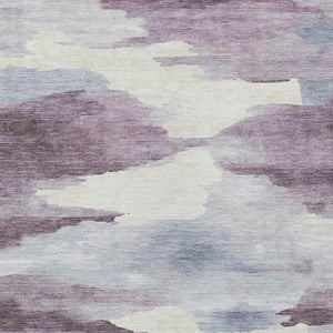 HomeRoots 8' X 10' Stylish Plum & Ivory Abstract Washable Area Rug – Durable for Indoor/Outdoor Use! 640795