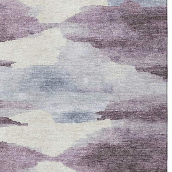 HomeRoots 9' X 12' Abstract Plum and Ivory Washable Area Rug for Indoor and Outdoor Spaces - Stylish & Durable 640796