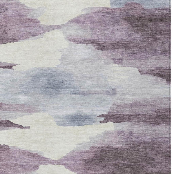 HomeRoots 10' Modern Abstract Plum & Ivory Washable Area Rug - Durable, Stylish Indoor/Outdoor Design for All Spaces 640797