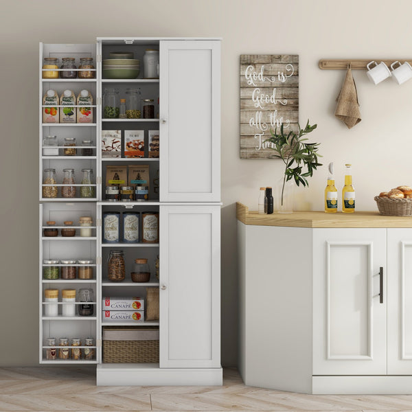 English Elm Homcom 65" Freestanding Kitchen Pantry Cabinet - Modern Storage With Adjustable Shelves & Safety Features W2225P229291
