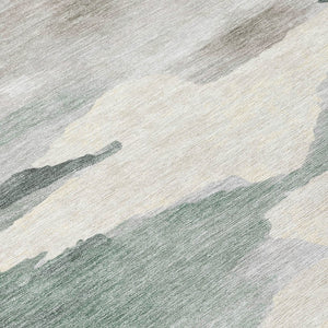 HomeRoots 8' Sage and Ivory Round Abstract Rug - Stylish, Washable, Durable for Indoor & Outdoor Spaces 640800