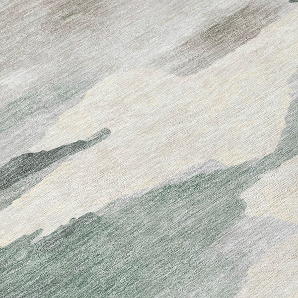 HomeRoots 8' Sage and Ivory Round Abstract Rug - Stylish, Washable, Durable for Indoor & Outdoor Spaces 640800