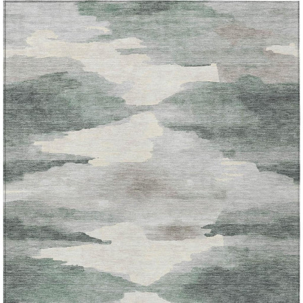 HomeRoots 9' X 12' Sage and Ivory Abstract Area Rug - Stylish, Washable, Durable for Indoor & Outdoor Spaces 640802